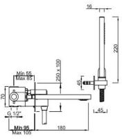 ICE CONCEALED BATH MIXER WITH SHOWER HOSE 240