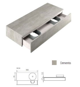 PONSI EGO 1 DRAWER BASE CEMENT 120 X 45 X 17