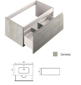 PONSI EGO 1 DRAWER BASE INTEGRATED GREY 80 X