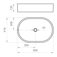 Oval Ceramic Countertop Basin - Matt Basalt