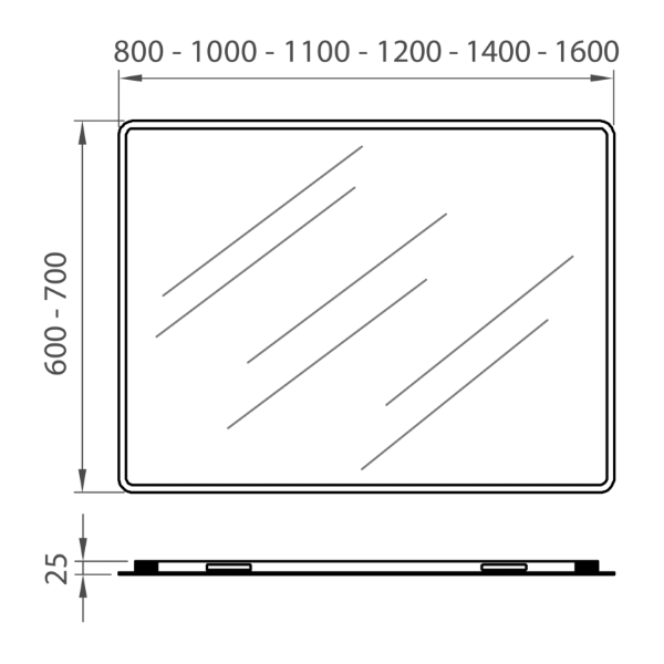 Backlit rectangular mirror 600 X 800mm