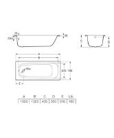 roca contessa 1500x700 steel bath 2th