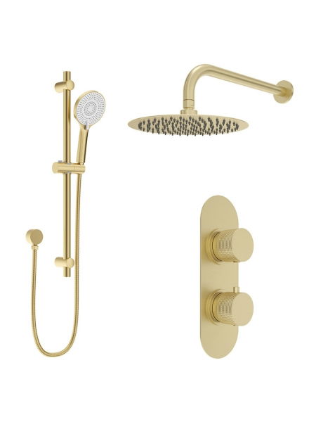 ALITA KNURLED SHOWER SET 1 BRUSHED GOLD