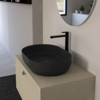 Oval Ceramic Countertop Basin - Matt Basalt