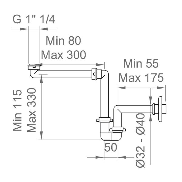 PONSI 11/4" WHITE SPACEW SAVING TRAP